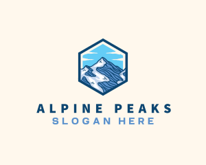 Mountain Peak Hexagon logo design