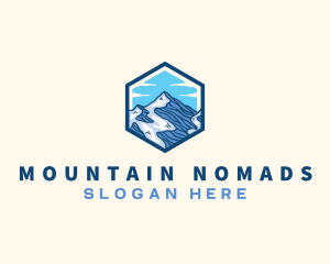 Mountain Peak Hexagon logo design