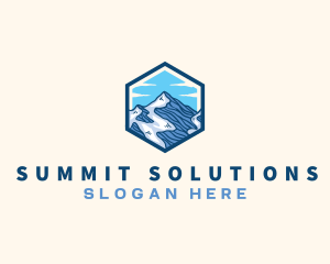 Mountain Peak Hexagon logo design