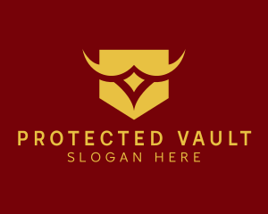 Horns Shield Diamond Bull logo design