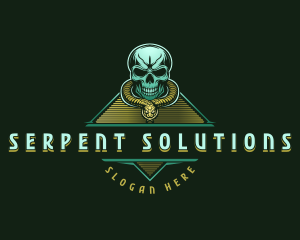 Skull Snake Pyramid logo design