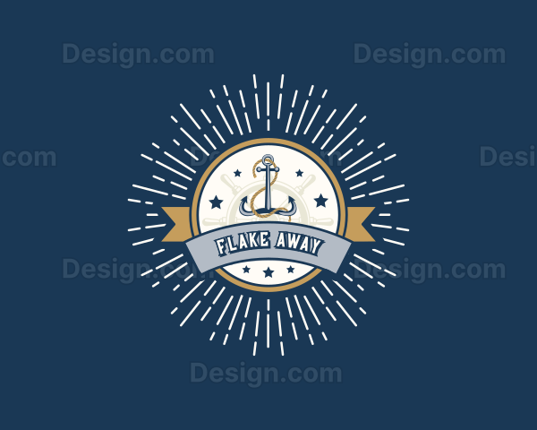 Retro Ship Anchor Rope Logo