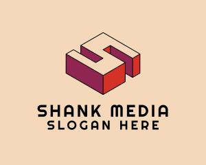 3D Pixel Letter S logo design