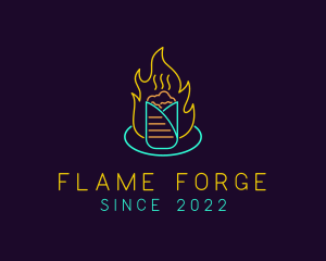 Neon Flaming Kebab logo design