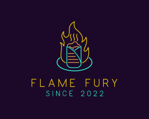 Neon Flaming Kebab logo design