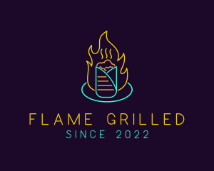 Neon Flaming Kebab logo design