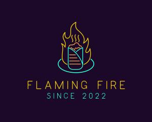 Neon Flaming Kebab logo design