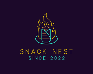 Neon Flaming Kebab logo design