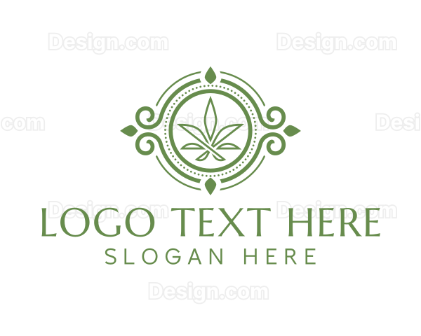 Circle Marijuana Leaf Logo