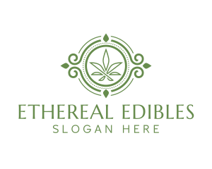 Circle Marijuana Leaf logo design