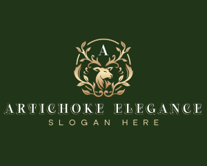 Elegant Floral Deer logo design