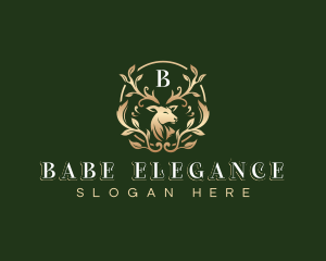 Elegant Floral Deer logo design