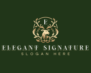 Elegant Floral Deer logo design