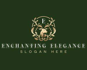 Elegant Floral Deer logo design