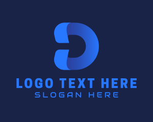 3D Digital Ribbon App Letter D Logo