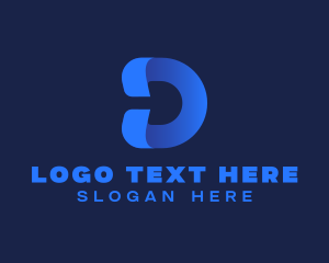 3D Digital Ribbon App Letter D logo