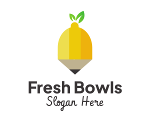 Fruit Lemon Pencil logo design