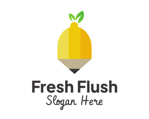 Fruit Lemon Pencil logo design