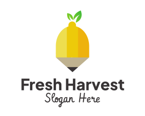 Fruit Lemon Pencil logo design