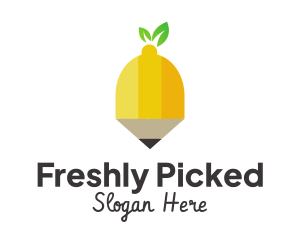 Fruit Lemon Pencil logo design