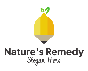 Fruit Lemon Pencil logo design