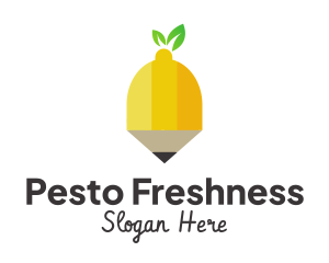 Fruit Lemon Pencil logo design