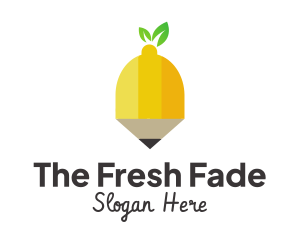 Fruit Lemon Pencil logo design