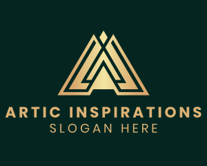 Gold Investor Letter A logo design