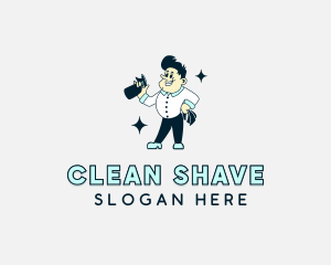 Janitor Cleaning Man logo design