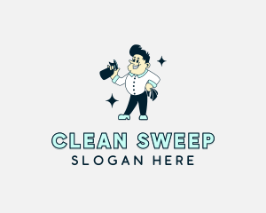 Janitor Cleaning Man logo