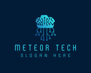 Brain Tech Circuit logo design