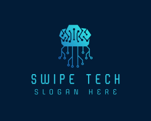 Brain Tech Circuit logo design