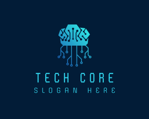 Brain Tech Circuit logo design