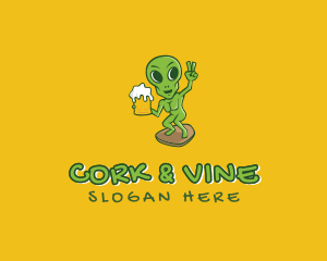 Alien Beer Drinker logo design