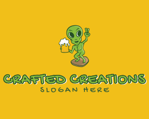 Alien Beer Drinker logo design