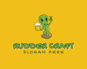 Alien Beer Drinker logo design