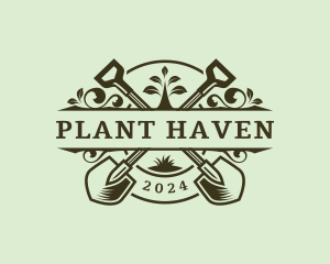 Planting Shovel Gardener logo design