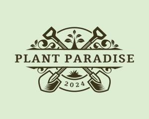 Planting Shovel Gardener logo design