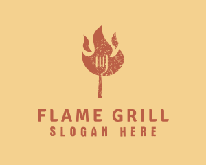 Flaming Fork BBQ logo design