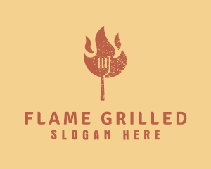 Flaming Fork BBQ logo design