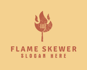 Flaming Fork BBQ logo design