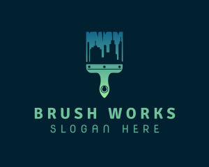 Cityscape Paint Brush logo design