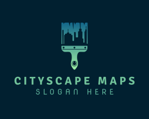 Cityscape Paint Brush logo design