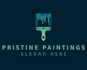 Cityscape Paint Brush logo design