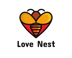 Bee Love Heart logo design