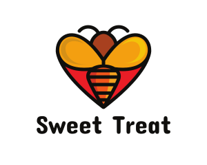 Bee Love Heart logo design