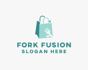 Leaf Fork Shopping Bag logo design