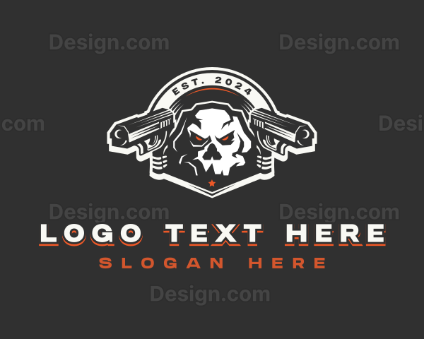 Skull Shooting Gun Logo