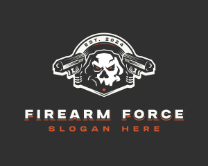 Skull Shooting Gun logo design