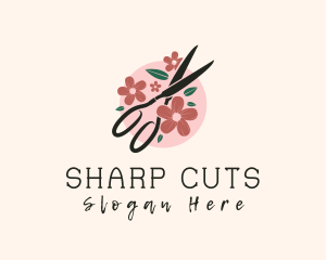 Flower Tailoring Scissor logo design